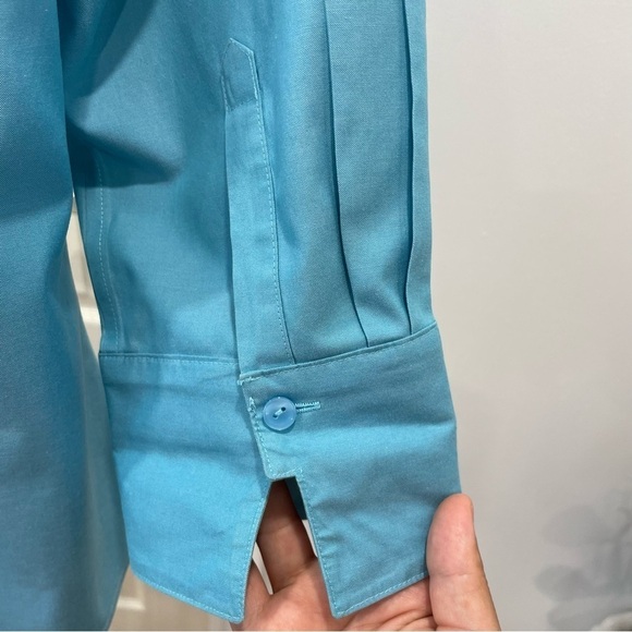 Coldwater Creek Blue Button-Down Shirt, Size M 100% Cotton Officewear Minimalist - Picture 8 of 16